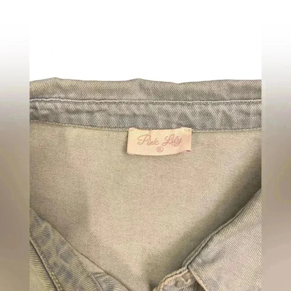 PINKLILY CHAMBRAY LONG SLEEVE MINI DRESS SIZE XL - Picture 4 of 10